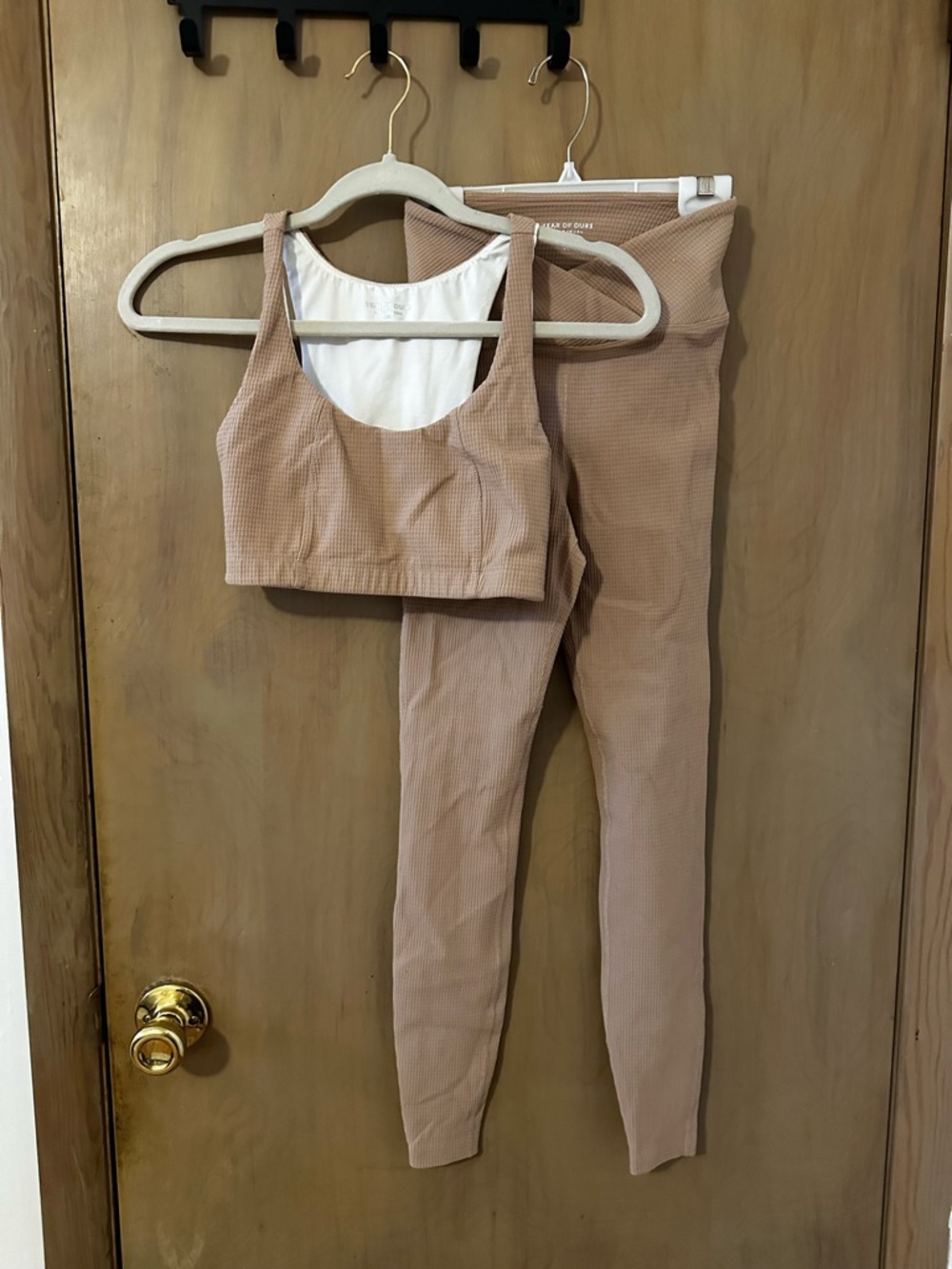 Year of Ours Ribbed Leggings & Sports Bra Set in Dusty Rose